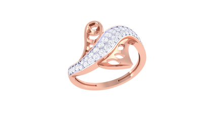 Lumiere Waveleaf Ring In Gold – 0.32 Ct Brilliant Round Cut Diamonds With Timeless Charm