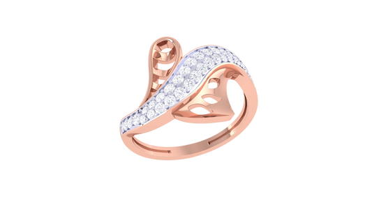 Lumiere Waveleaf Ring In Gold – 0.32 Ct Brilliant Round Cut Diamonds With Timeless Charm
