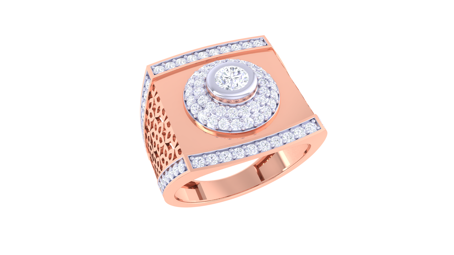 Iconique Halo Centrale – 1.03 Ct Round Diamond Gold Ring