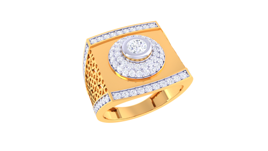 Iconique Halo Centrale – 1.03 Ct Round Diamond Gold Ring