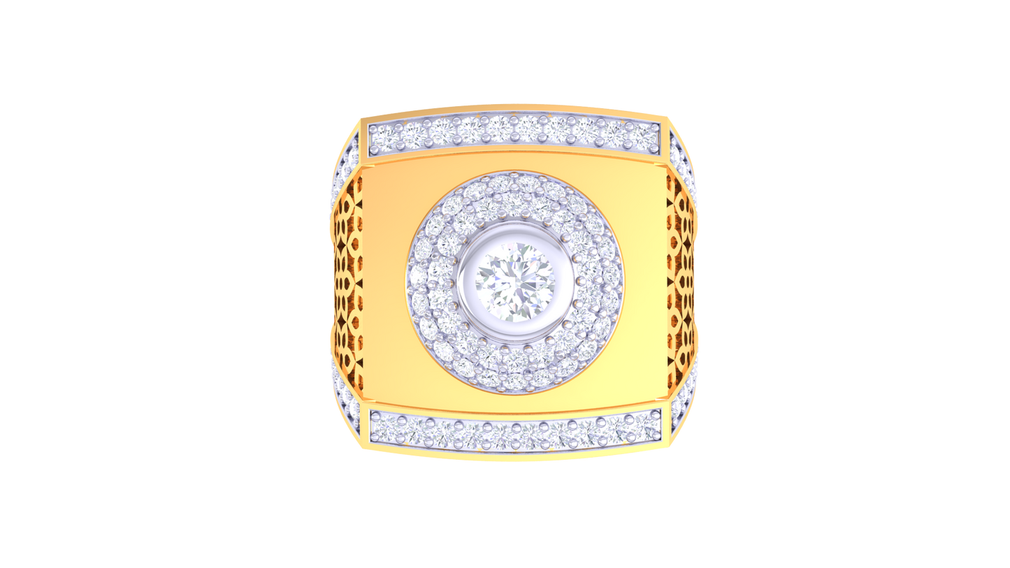 Iconique Halo Centrale – 1.03 Ct Round Diamond Gold Ring