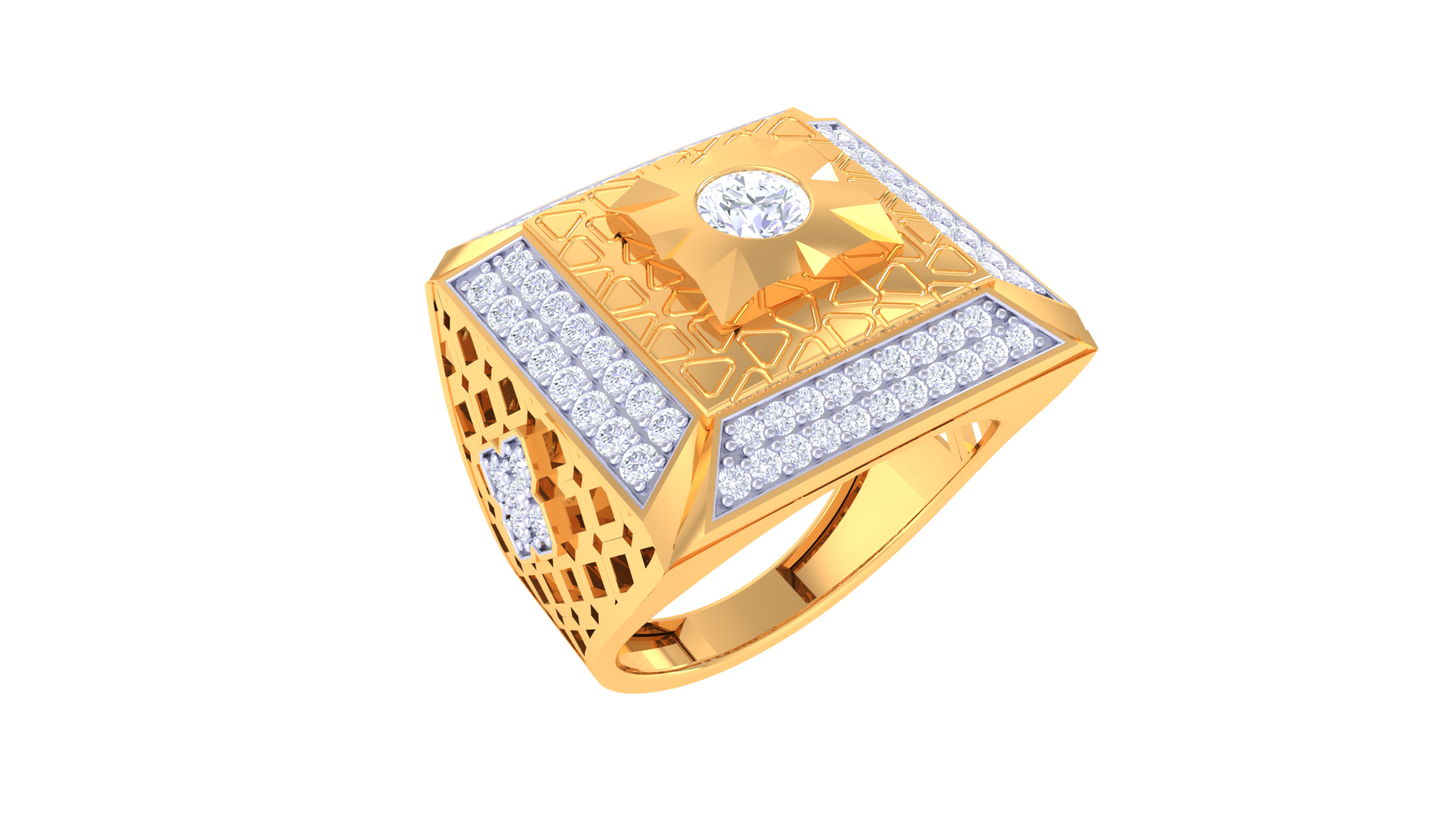 Lumière Carré Prestige – 1.08 Ct Round Diamond Gold Ring