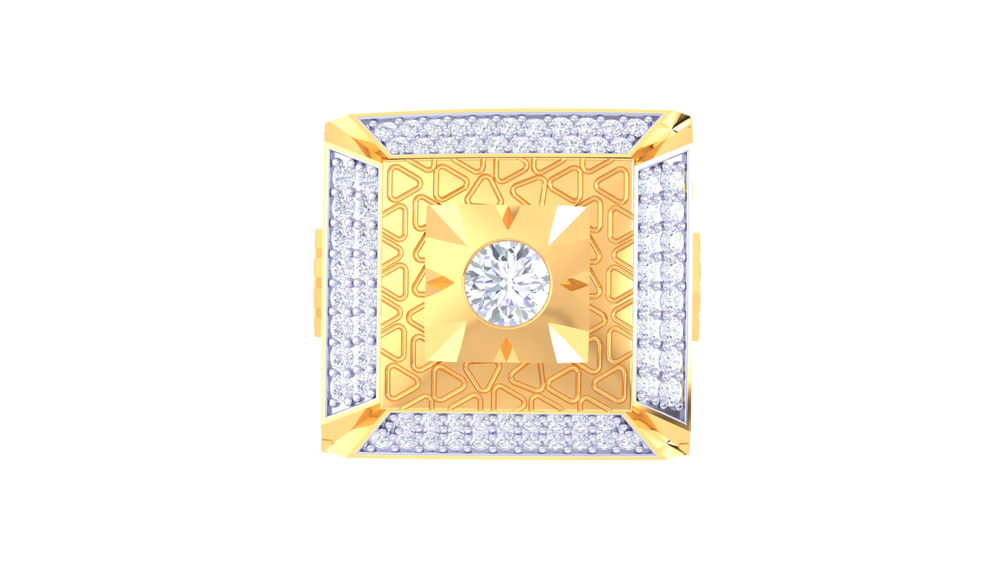 Lumière Carré Prestige – 1.08 Ct Round Diamond Gold Ring