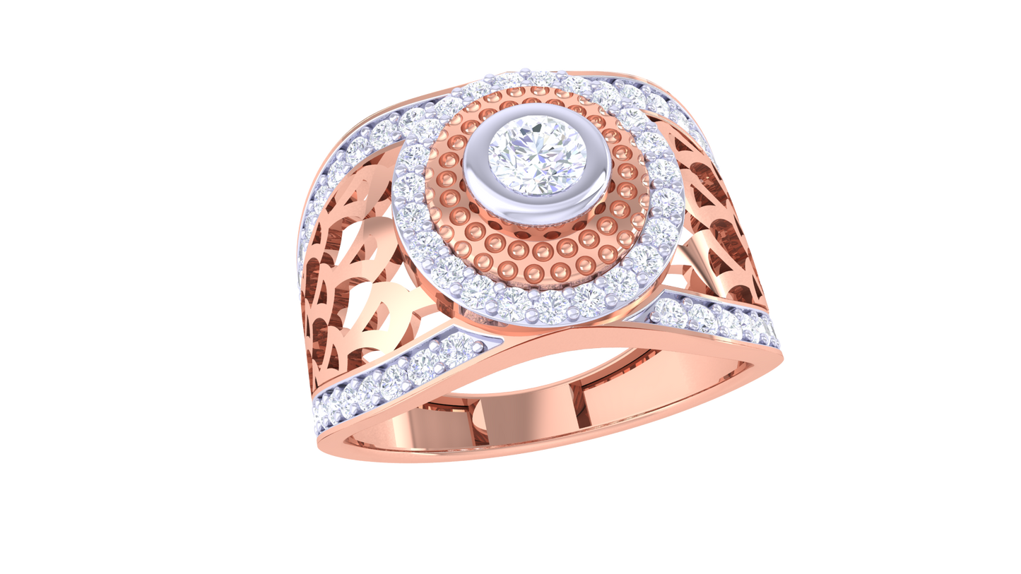 Trilune Royal Sunburst – 0.76 Ct luminous Round Diamond Gold Ring