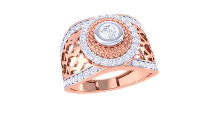 Trilune Royal Sunburst – 0.76 Ct luminous Round Diamond Gold Ring