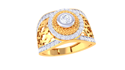 Trilune Royal Sunburst – 0.76 Ct luminous Round Diamond Gold Ring