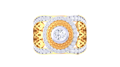 Trilune Royal Sunburst – 0.76 Ct luminous Round Diamond Gold Ring