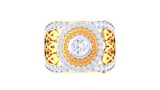 Trilune Royal Sunburst – 0.76 Ct luminous Round Diamond Gold Ring