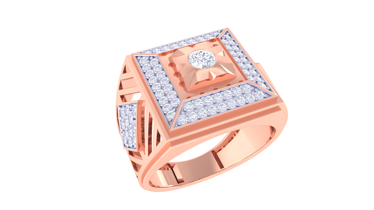 Iconique Radiance Carrée – 0.74 Ct Round Diamond Gold Ring