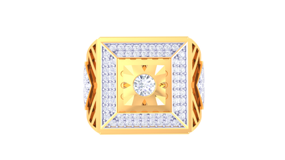 Iconique Radiance Carrée – 0.74 Ct Round Diamond Gold Ring