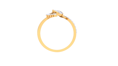 Lumiere Cascade Leaf Yellow Gold Ring – 0.29 Ct Round Cut Diamond With Dazzling Display