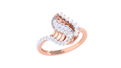 Lumiere Cascade Leaf Yellow Gold Ring – 0.29 Ct Round Cut Diamond With Dazzling Display