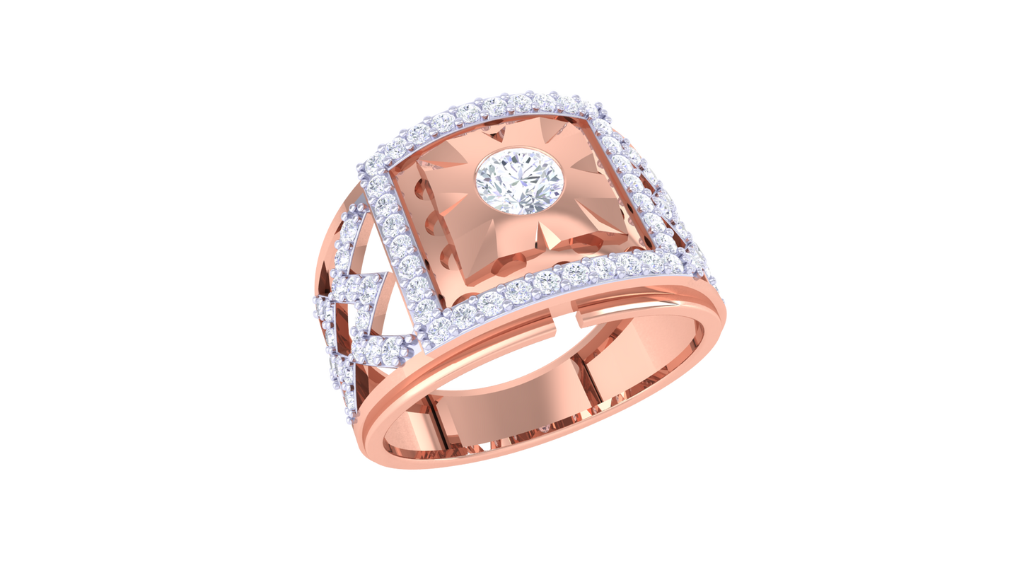 Iconique Aura Quadrant – 0.9 Ct Round Diamond Gold Ring