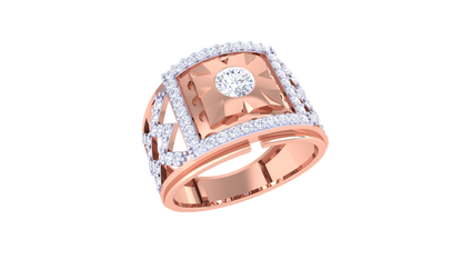 Iconique Aura Quadrant – 0.9 Ct Round Diamond Gold Ring