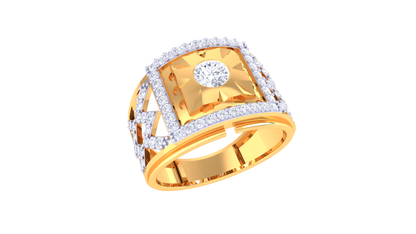 Iconique Aura Quadrant – 0.9 Ct Round Diamond Gold Ring