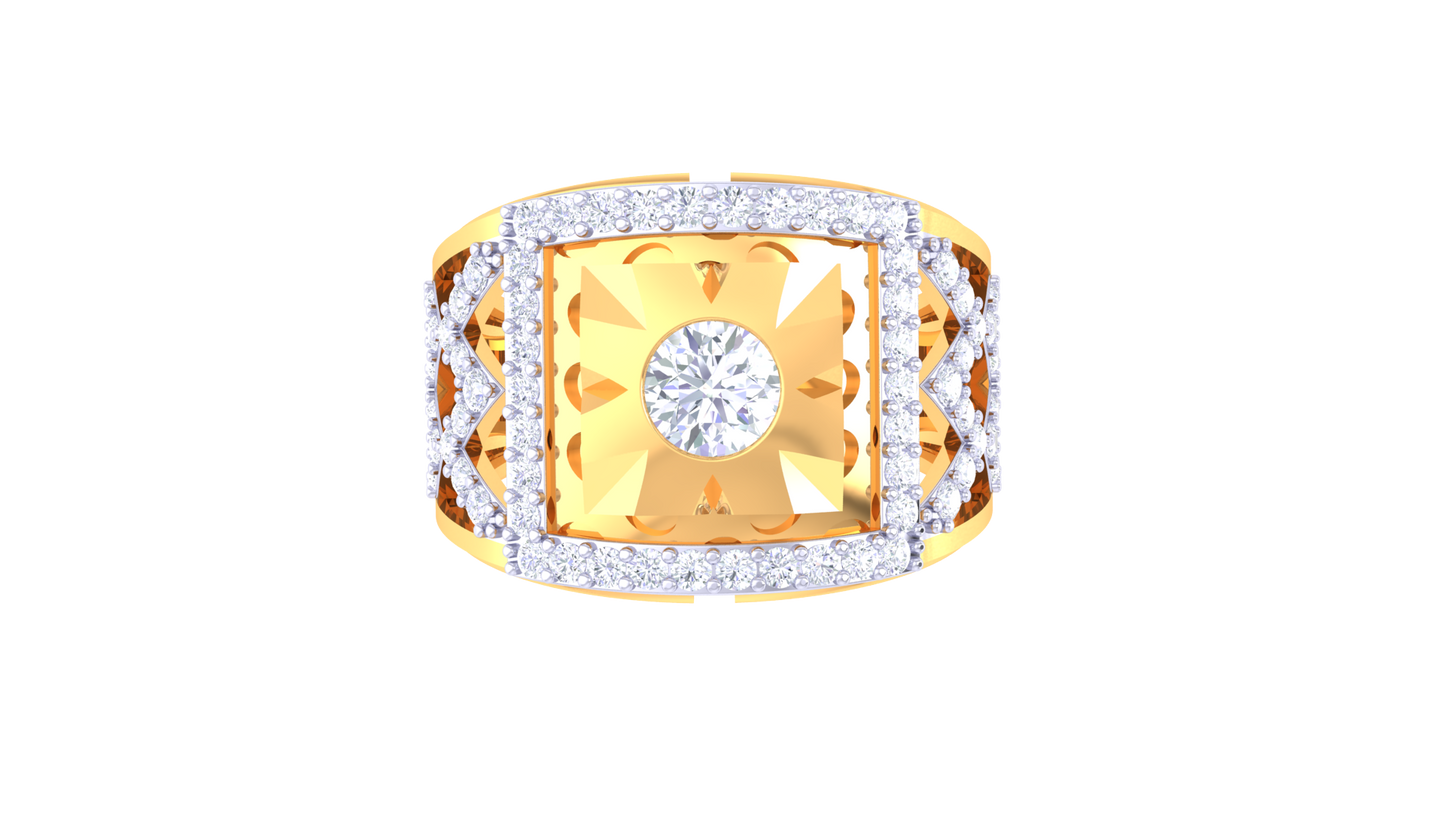 Iconique Aura Quadrant – 0.9 Ct Round Diamond Gold Ring