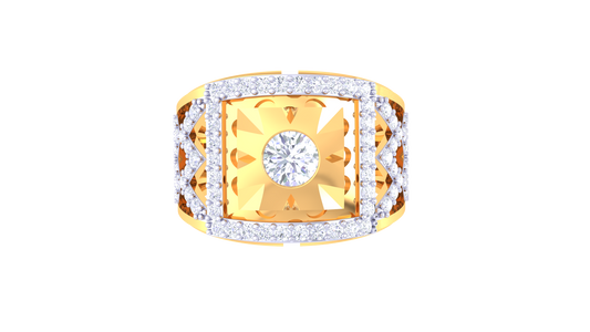 Iconique Aura Quadrant – 0.9 Ct Round Diamond Gold Ring