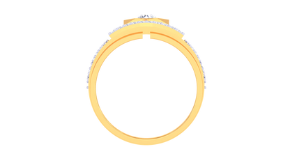 Iconique Aura Quadrant – 0.9 Ct Round Diamond Gold Ring