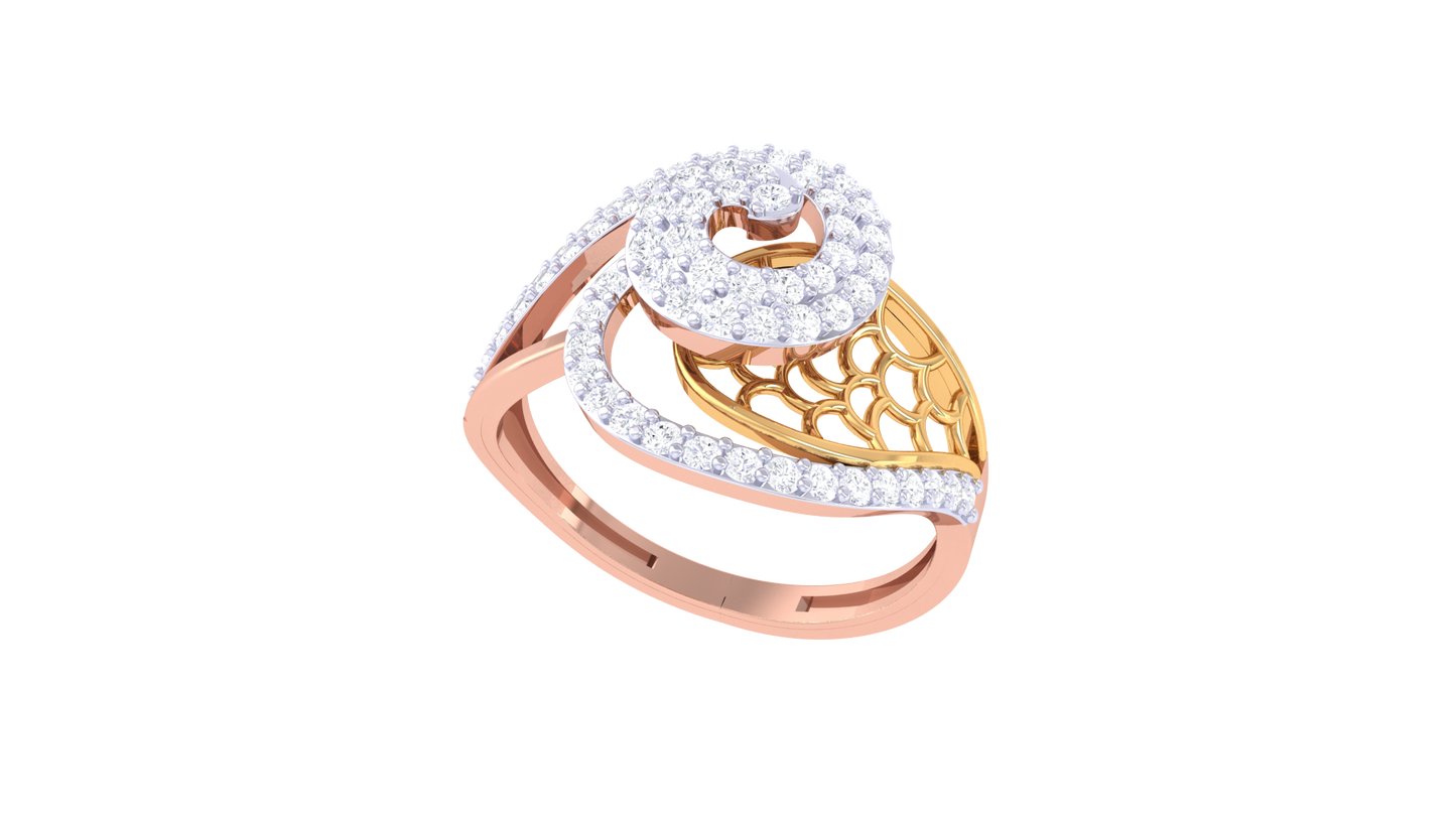 Lumiere Dual Bloom Ring In Rose and Yellow Gold –  0.57 Ct Dazzling Diamonds With Radiant Sparkle