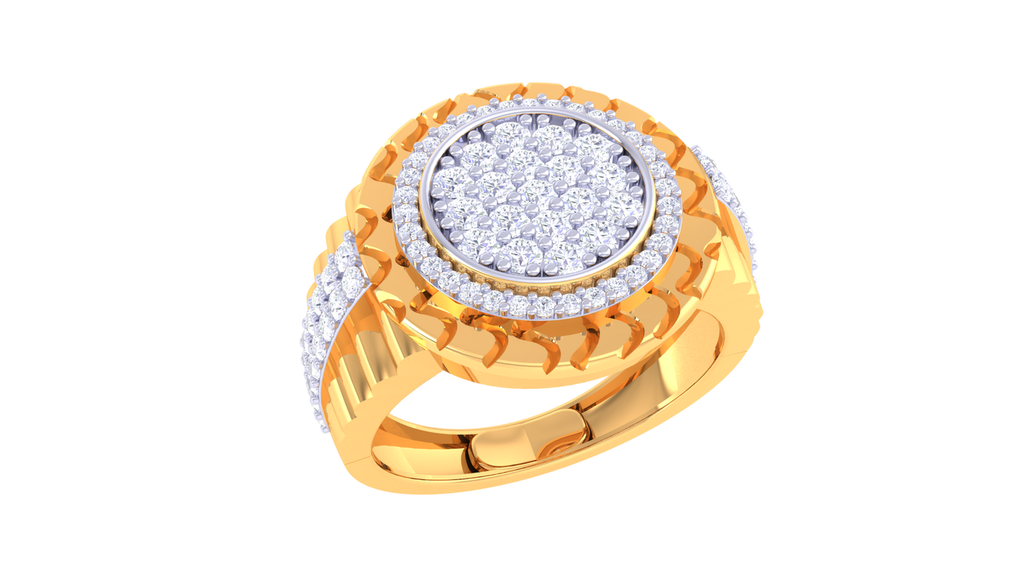 Lumière Orbital Mirage – 0.85 Ct Round Diamond Gold Ring
