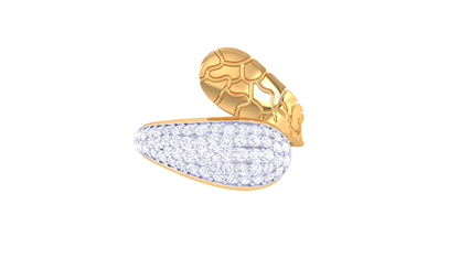 Eclat Fleuron Cracked Radiance Diamond Ring In Rose Gold – 0.57 Ct Pave Set Diamonds