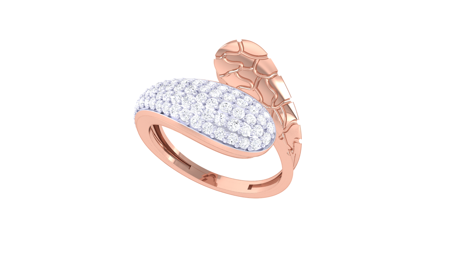 Eclat Fleuron Cracked Radiance Diamond Ring In Rose Gold – 0.57 Ct Pave Set Diamonds