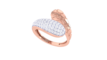 Eclat Fleuron Cracked Radiance Diamond Ring In Rose Gold – 0.57 Ct Pave Set Diamonds