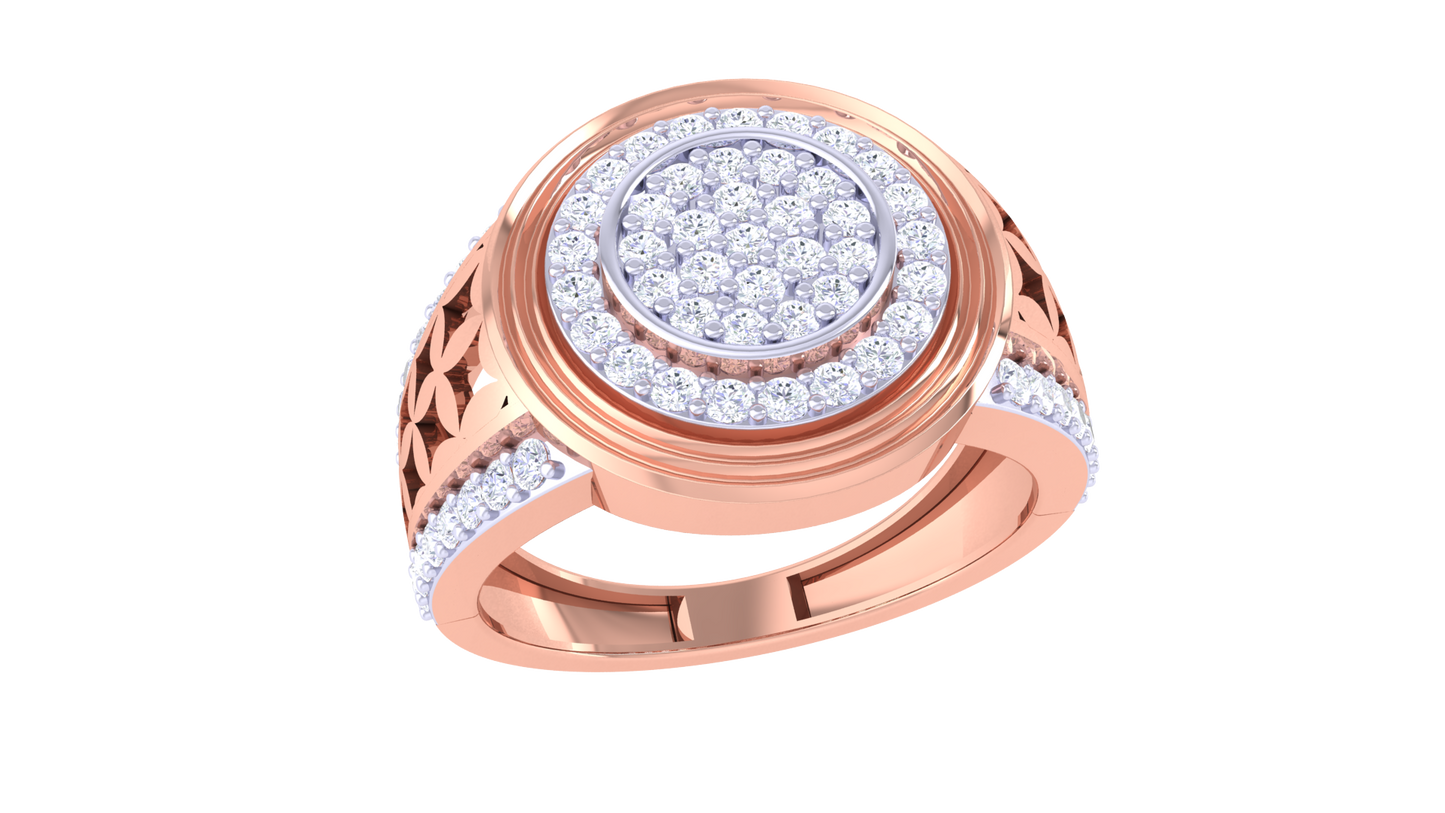 Lumière Celeste Brio – 0.75 Ct Round Pave Diamond Gold Ring