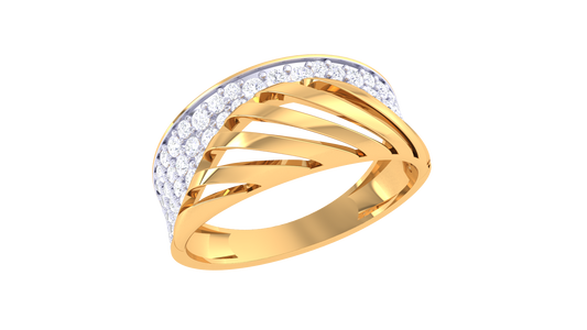 Eclat Vintage Radiance Split Shank Yellow Gold Ring - 0.54 Ct Round Cut Diamonds Adding Brilliance and Sophistication