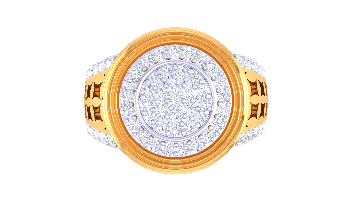 Lumière Celeste Brio – 0.75 Ct Round Pave Diamond Gold Ring