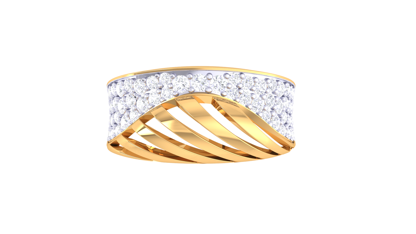 Eclat Vintage Radiance Split Shank Yellow Gold Ring - 0.54 Ct Round Cut Diamonds Adding Brilliance and Sophistication