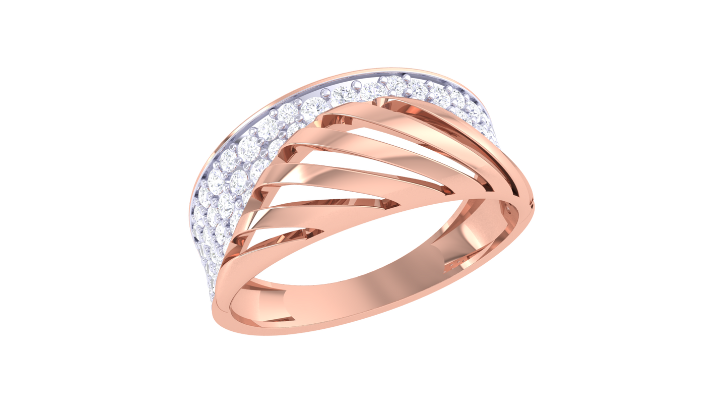 Eclat Vintage Radiance Split Shank Yellow Gold Ring - 0.54 Ct Round Cut Diamonds Adding Brilliance and Sophistication