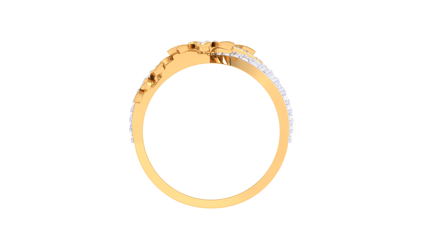Lumiere Petal Floral Ring in Dual-Tone Gold With 0.58 Ct Sparkling Round Diamonds - Blooming Grace
