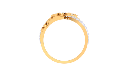 Lumiere Petal Floral Ring in Dual-Tone Gold With 0.58 Ct Sparkling Round Diamonds - Blooming Grace