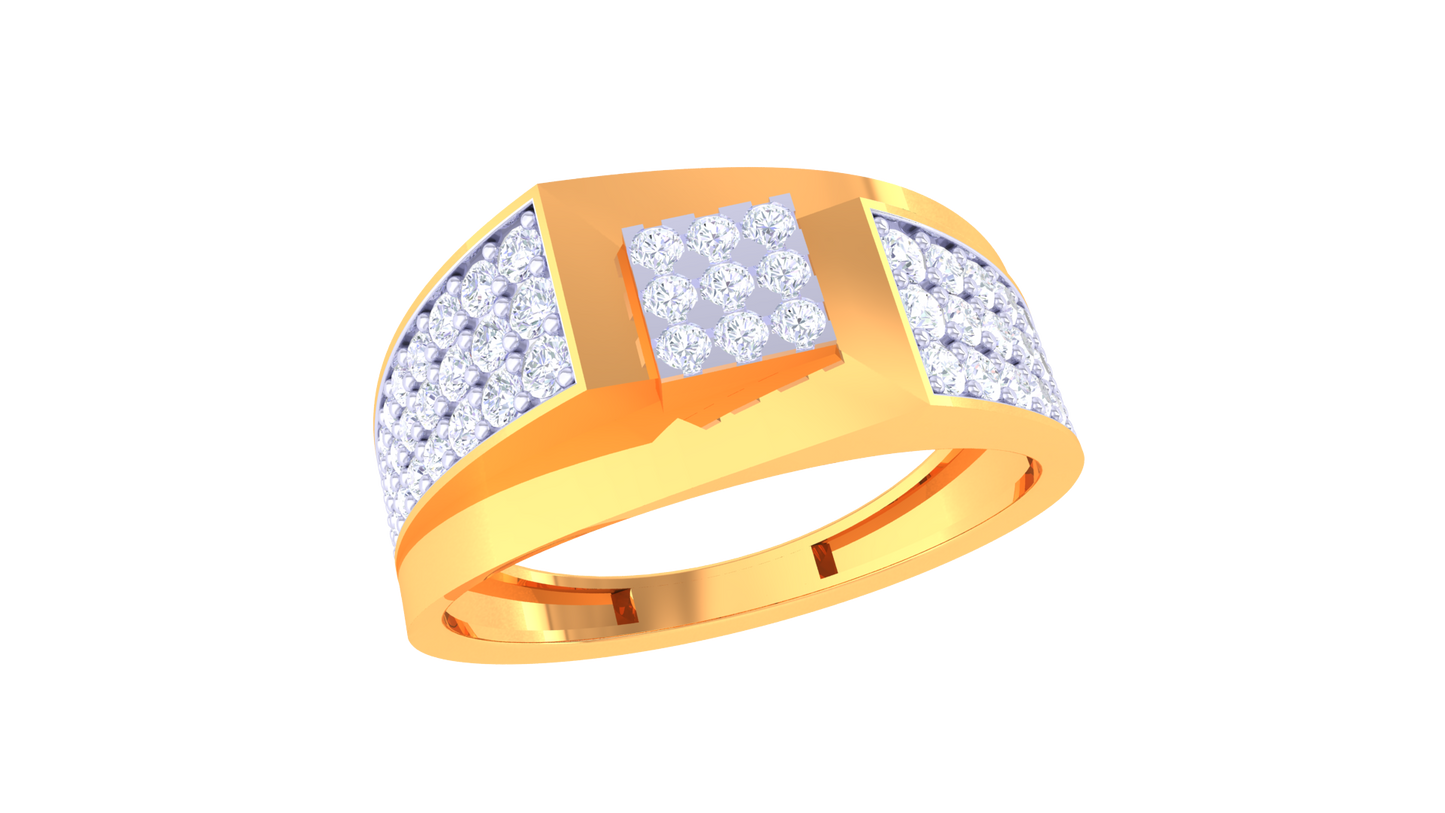 Iconique Classic – 0.9 Ct Princess & Round Diamonds Gold Ring