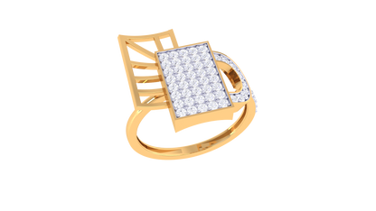 Lumiere Radiant Grid Gold Ring – 0.45 Ct Round Diamond