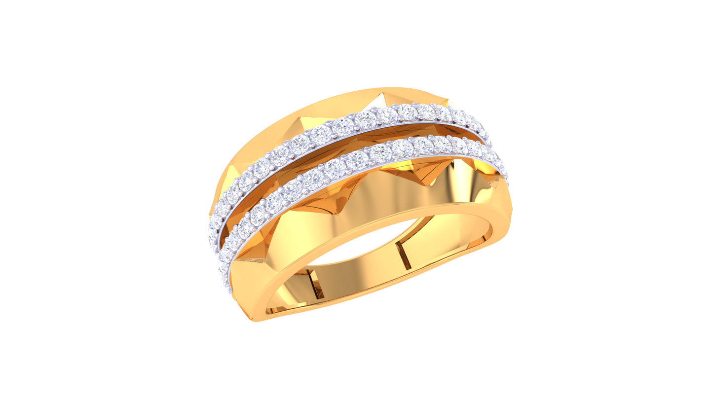 Lumière Double Éclat – 0.59 Ct Round Diamond Gold Ring