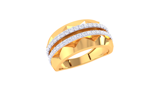 Lumière Double Éclat – 0.59 Ct Round Diamond Gold Ring