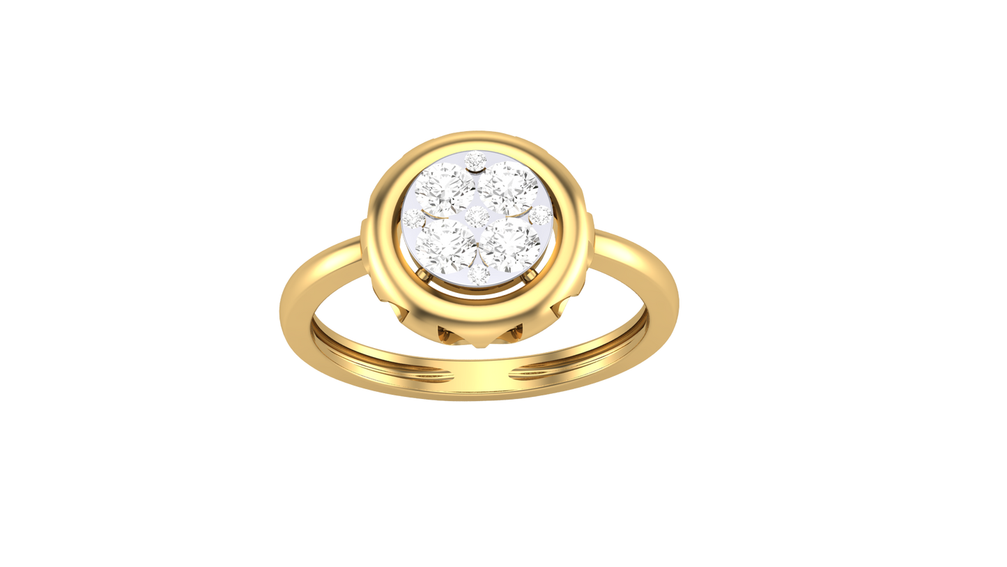 Eclat Classic Bezel Cluster Ring In Gold With - 0.35 Ct Round Brillint Cut Diamonds