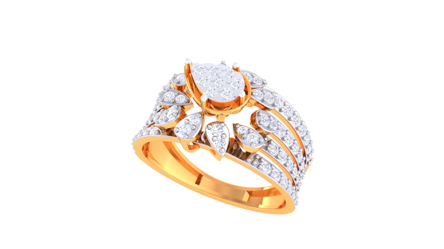 Éclat Nuance Royale – 0.64 Ct Round Diamond Gold Ring