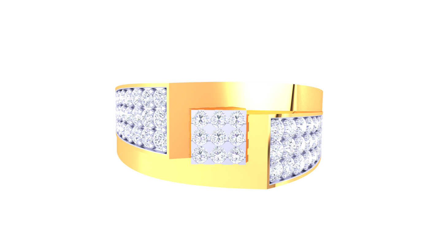 Iconique Classic – 0.9 Ct Princess & Round Diamonds Gold Ring