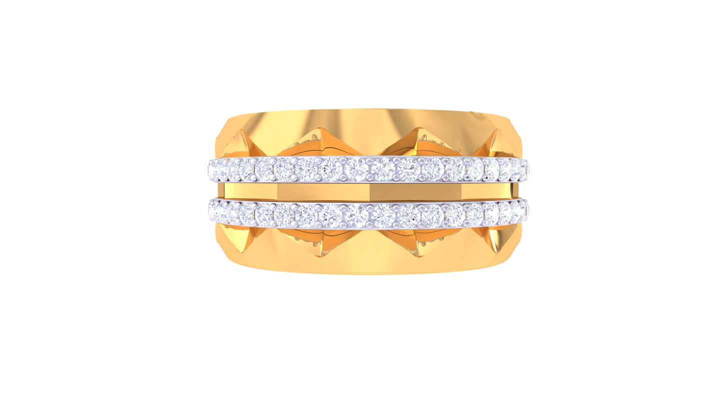Lumière Double Éclat – 0.59 Ct Round Diamond Gold Ring
