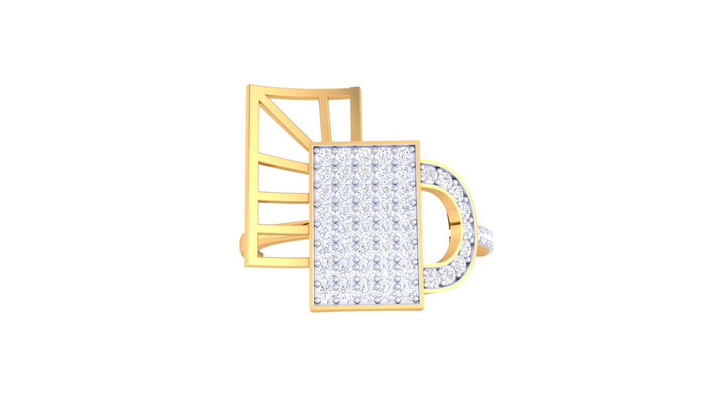 Lumiere Radiant Grid Gold Ring – 0.45 Ct Round Diamond