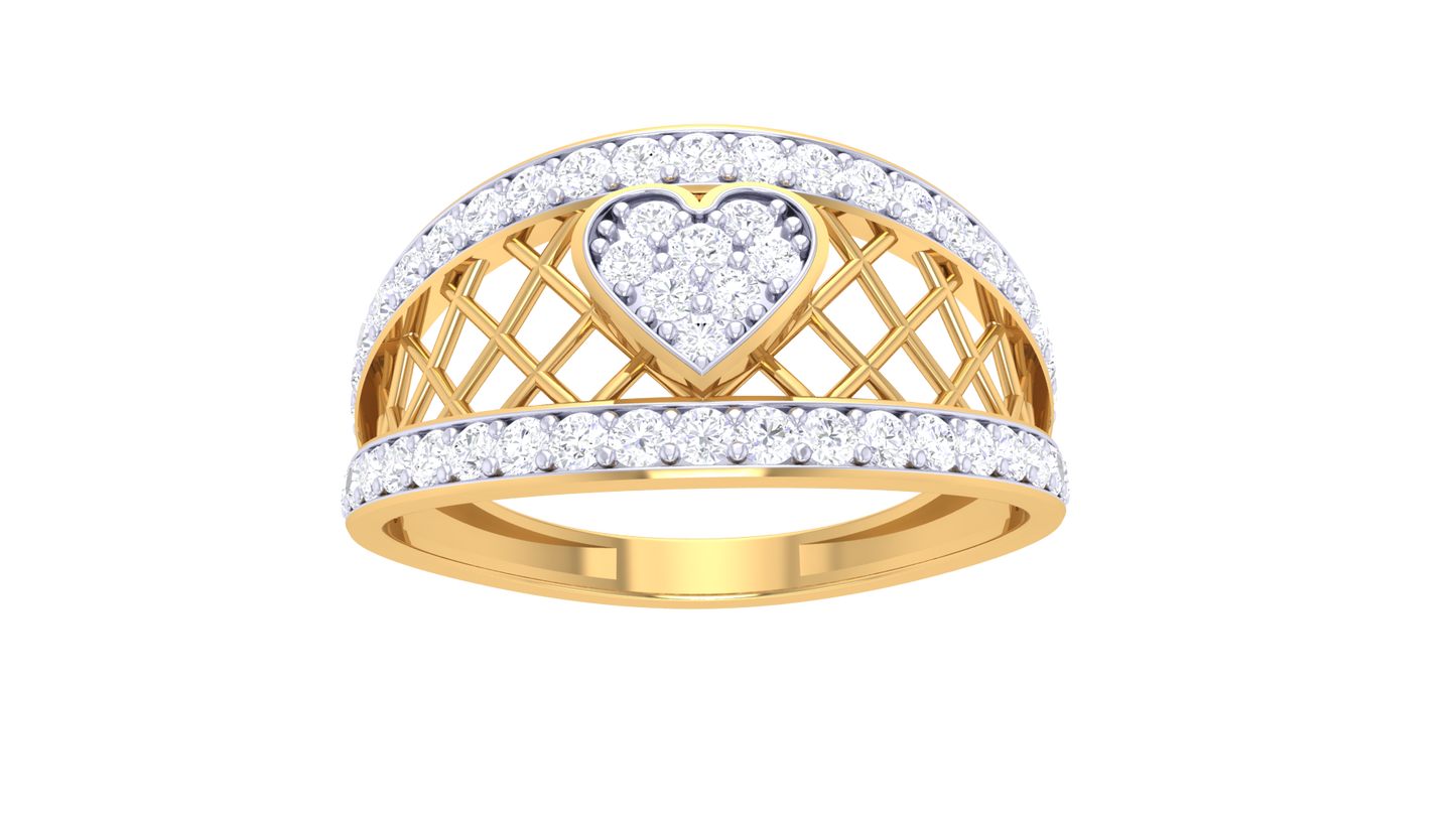 Eclat Lattice Heart 0.42 Ct Diamond Ring In Gold - Romantic Brilliance