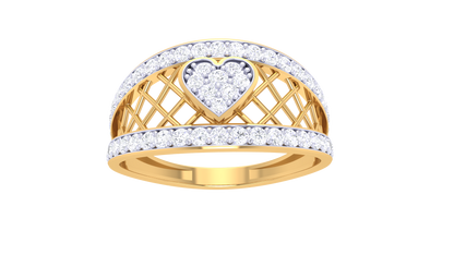 Eclat Lattice Heart 0.42 Ct Diamond Ring In Gold - Romantic Brilliance