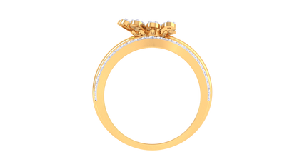Eclat Peacock Plume Ring In Gold – 0.53 Ct Diamonds Elegance