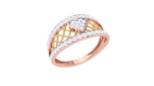 Eclat Lattice Heart 0.42 Ct Diamond Ring In Gold - Romantic Brilliance