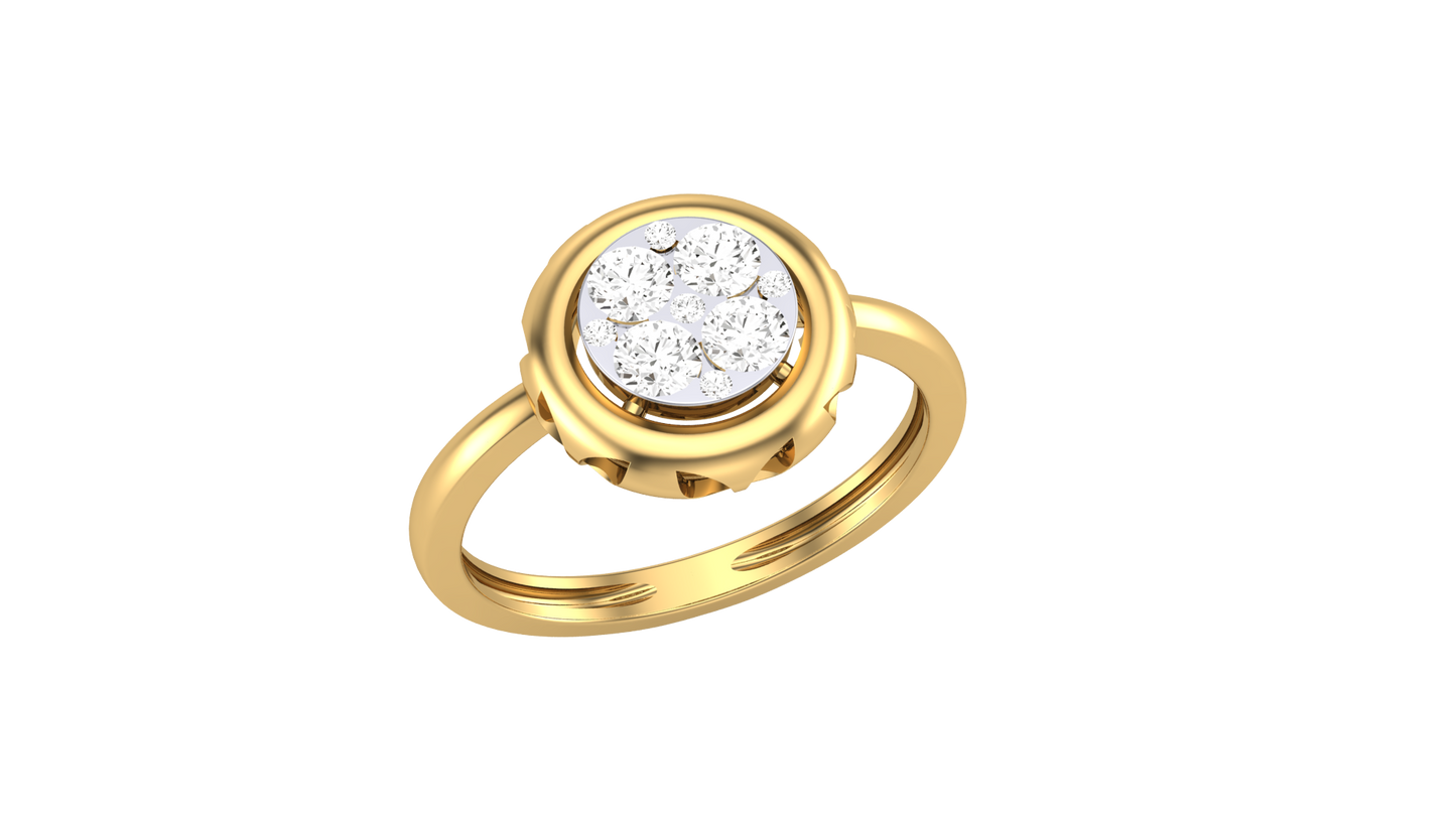 Eclat Classic Bezel Cluster Ring In Gold With - 0.35 Ct Round Brillint Cut Diamonds