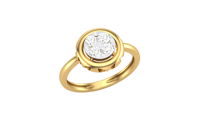Eclat Classic Bezel Cluster Ring In Gold With - 0.35 Ct Round Brillint Cut Diamonds