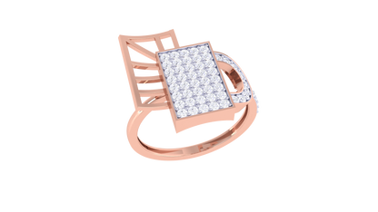 Lumiere Radiant Grid Gold Ring – 0.45 Ct Round Diamond